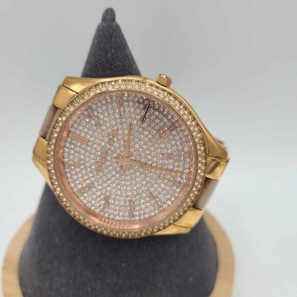 Michael Kors Slim Runway Rose Gold Tone Watch Crystal Face and Bezel   Working! - Picture 8 of 9